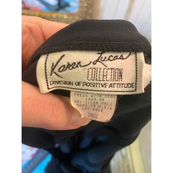 vintage 1990s halter neck black bandage dress lace up karen lucas hourglass body - Picture 2 of 10